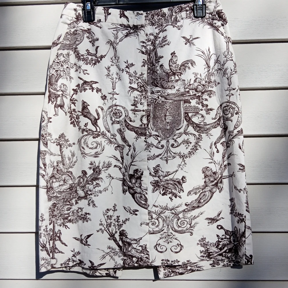 🦊Brown and White Rococo themed Animal Pencil Skirt With Pockets! - Picture 1 of 6